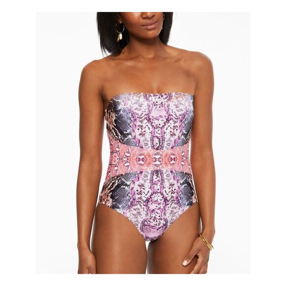 BAR III Women's Multi Color Mixed Messages Bandeau One Piece Swimsuit M - Picture 1 of 1